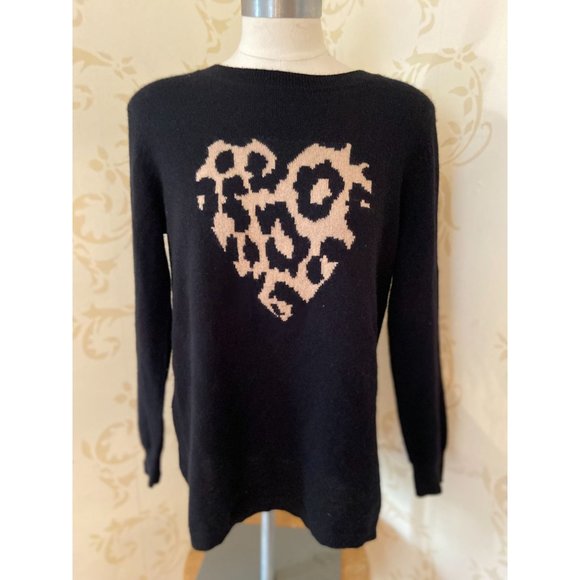 Ladies Size Medium PLY Cashmere 100% Cashmere Animal Heart Beautiful Sweater - Picture 1 of 3